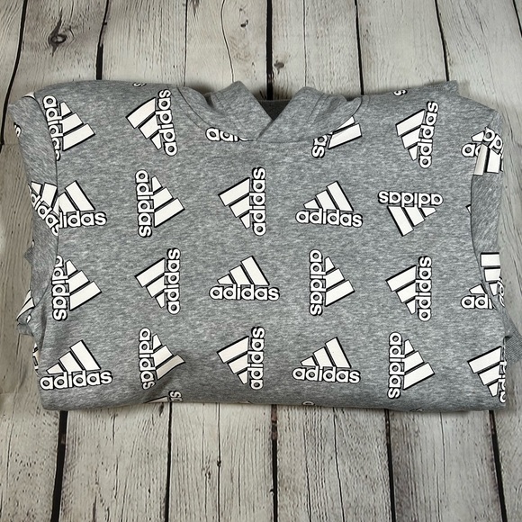 Adidas Mens Small Hoodie Sweatshirt Pullover Crewneck Gray NWT - Picture 6 of 8